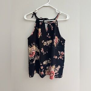 Papermoon Floral Sleeveless Blouse - Black and Pink size S